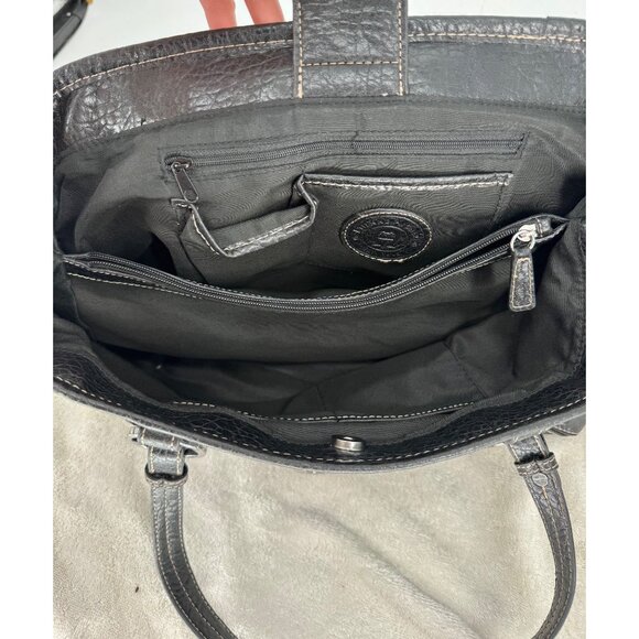 Etienne Aigner Black Logo Jacquard & Faux Leather Shoulder Bag With Buckle Accen - Picture 6 of 11